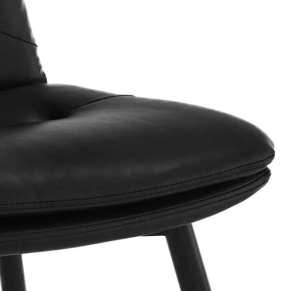 LUE BONA 30 in. Metal Frame Black Faux Leather Upholstered