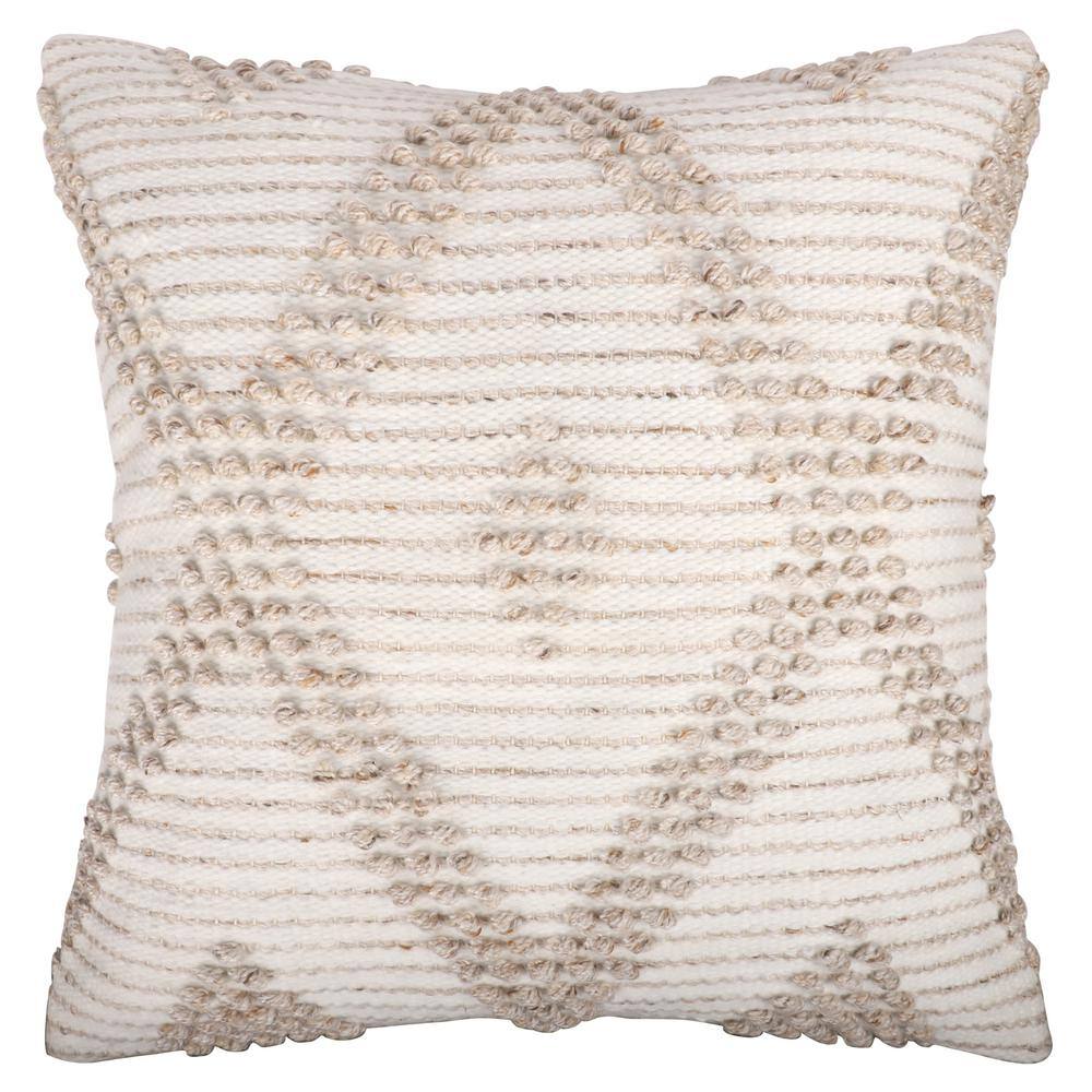 Eliza Natural/White Diamond Hand-Woven Indoor/Outdoor Polyfilled 20 in. x 2