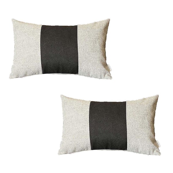 MIKE & Co. NEW YORK Boho-Chic Handcrafted Jacquard Gray And Black 12 in. x 20 in. Lumbar Solid Throw Pillow Cover Set of 2