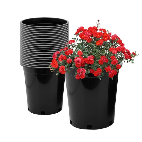 Agfabric 6.2 in. x 6.7 in. Black Plant Pots Small Plastic Plants Nursery Pots Plant Container Seed Starting Pots (25-Pack)