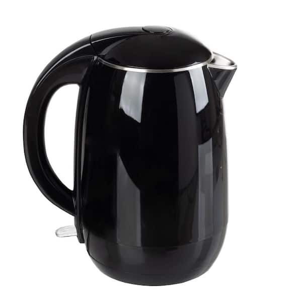 Classic Cuisine 7-Cup Stainless-Steel Interior Electric Kettle Auto-Off Rapid Boil, Black