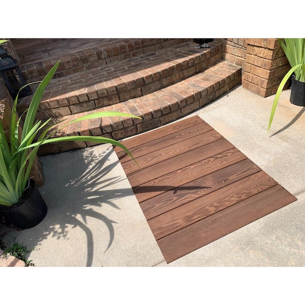 WellDone Roll Floor RV Mat 2.7 ft. x 3.5 ft. Non-Slip Thermo-Treated Wood Deck Tile in Brown (1-Each)