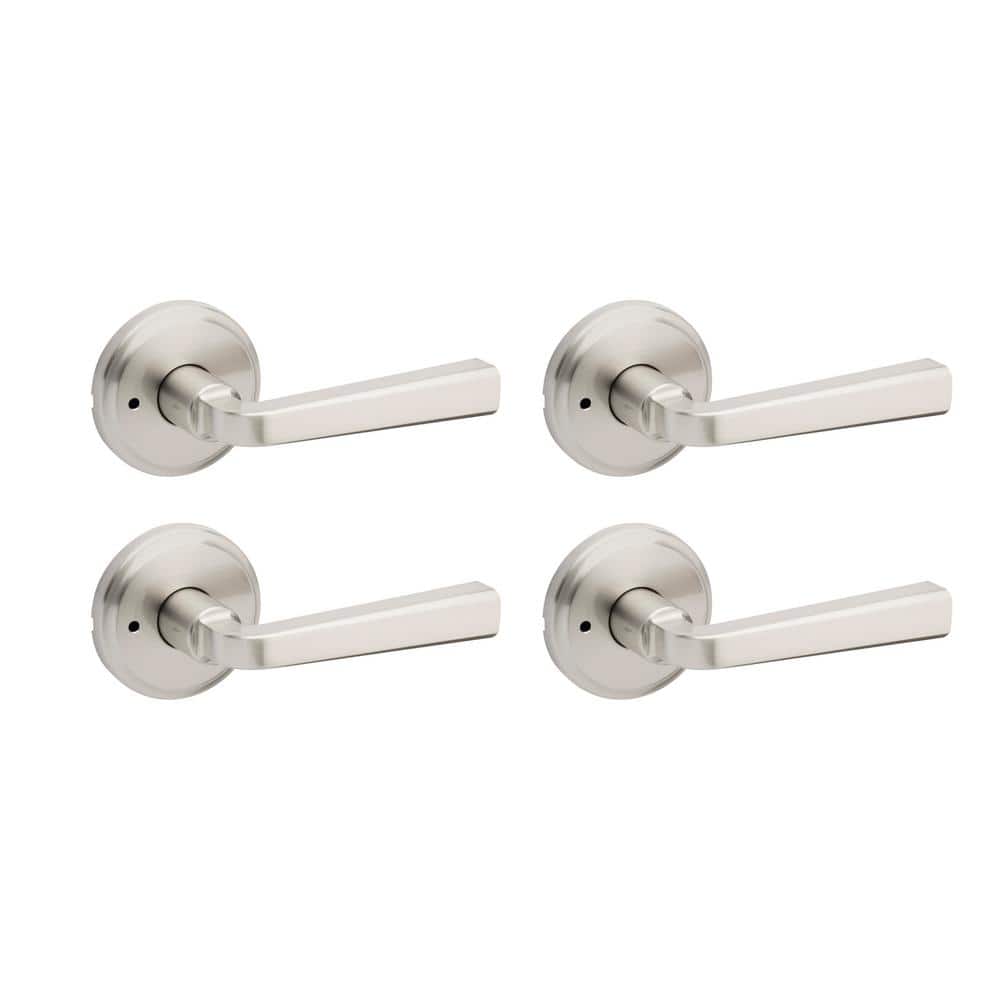 Trafford Satin Nickel Reversible Round Straight Bed/Bath Door Handle 4-Pack price history on PriceWatchPro