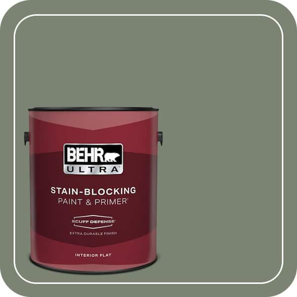 BEHR ULTRA 1 gal. #ICC-77 Sage Green Extra Durable Flat Interior Paint & Primer