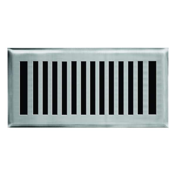 4 in. x 10 in. New York Modern Floor Register in Brushed Nickel