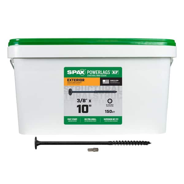 3/8 in. x 10 in. Black Powerlags XF Exterior T50 T-Star Pancake Head Structural Wood Lag Screws (150 Pieces)