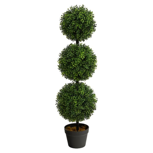 3 ft. Boxwood Triple Ball Topiary Artificial Tree (Indoor/Outdoor)