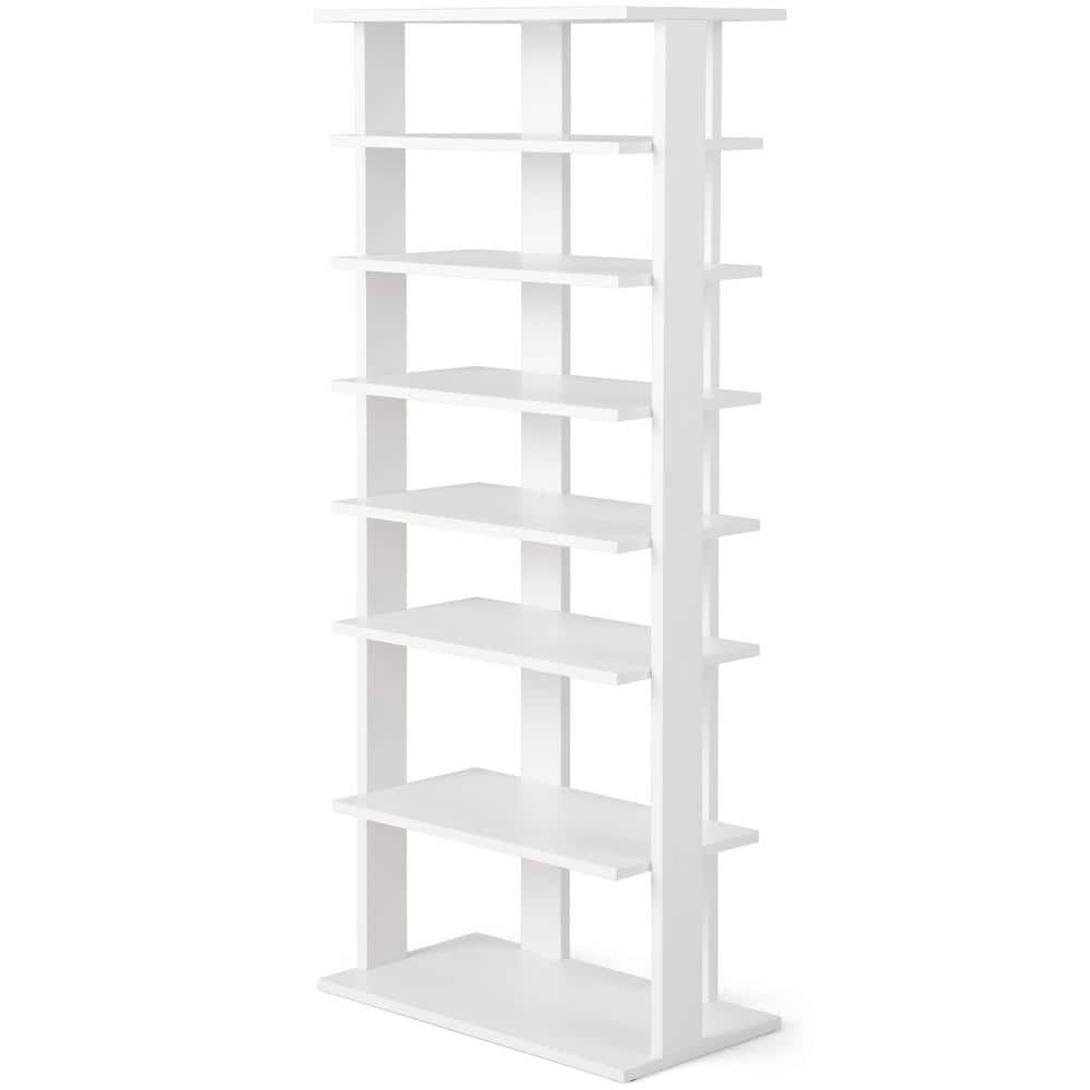 Goplus White Wood Shoe Rack Organizer with 6 Tiers - Holds 9 Pairs of Shoes  - Freestanding and Stackable in the Shoe Storage department at