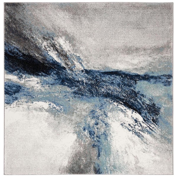 SAFAVIEH Galaxy Blue/Gray 4 ft. x 4 ft. Square Abstract Area Rug