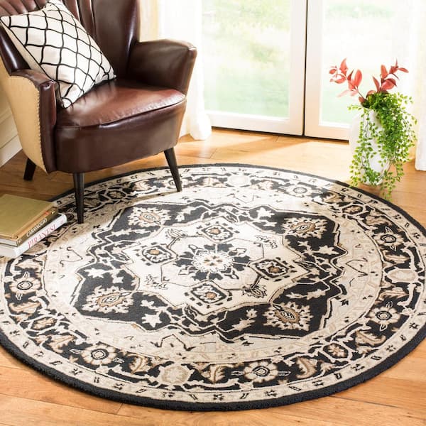 Chelsea Black/Natural 8 ft. x 8 ft. Round Border Area Rug