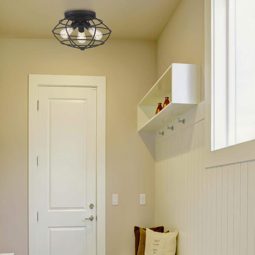 Jax Matte Black 3-Light Flush Mount Ceiling Fixture