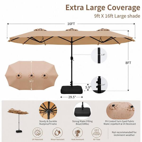 16 ft large patio umbrellas Walsunny 16FT Umbrella with Base, Outdoor Double-Sided Rec Wal-sunny Package Includes Celebalcony 16 ft. Steel Double-Sided