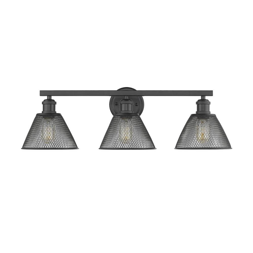 Carver 3-Light Black with Mesh Shades Bath Vanity Light price history on PriceWatchPro