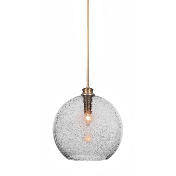 Unbranded Langdale 60-Watt 1-Light New Age Brass Shaded Mini Pendant Light with Glass Shade
