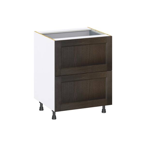 J COLLECTION Georgetown 27 in. W x 24 in. D x 34.5 in. H Assembled Drawer Base Kitchen Cabinet in Chestnut with 3-Drawers