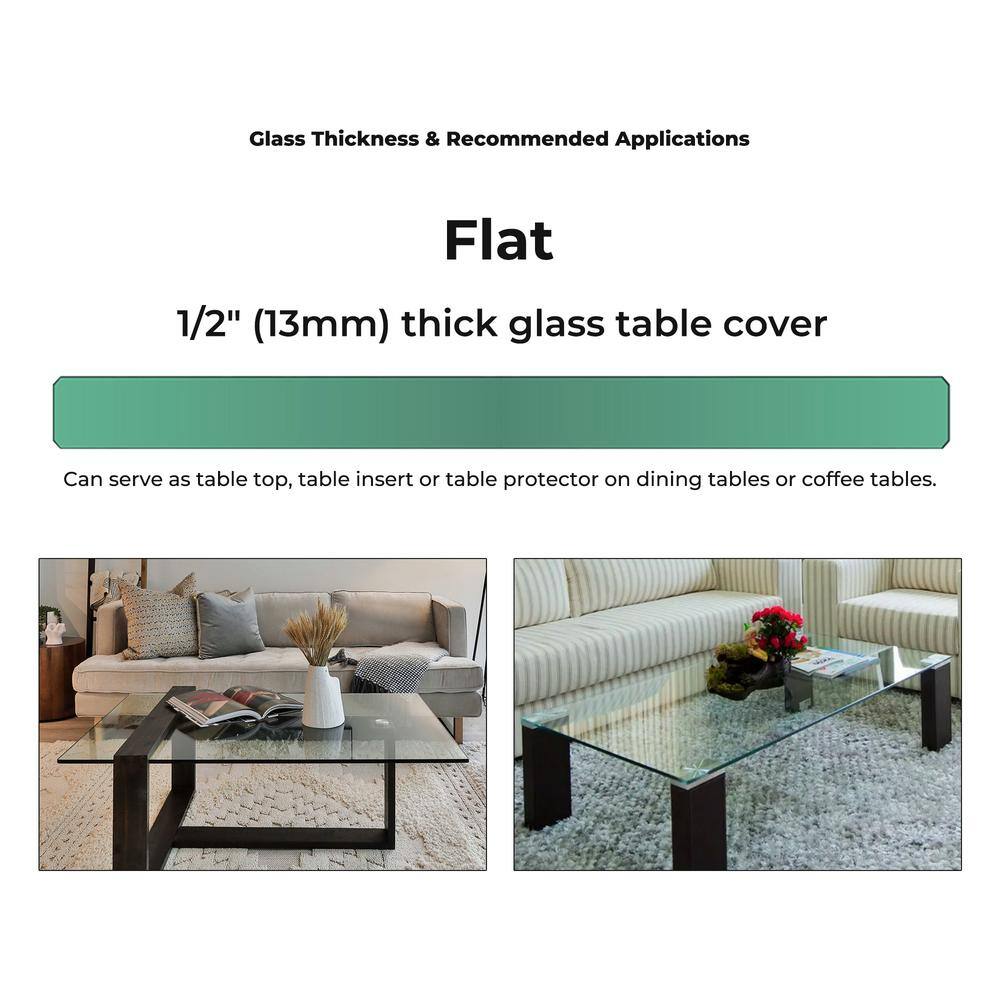 Elegant 18" x 24" Clear Tempered Glass Rectangle Table Top