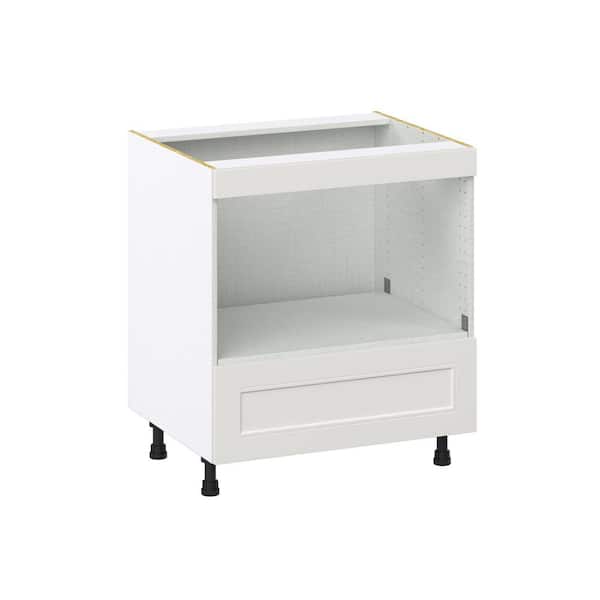 J COLLECTION Galveston 30 in. W x 24 in. D x 34.5 in. H Assembled Shaker Mircowave Base Kitchen Cabinet in Light Grey