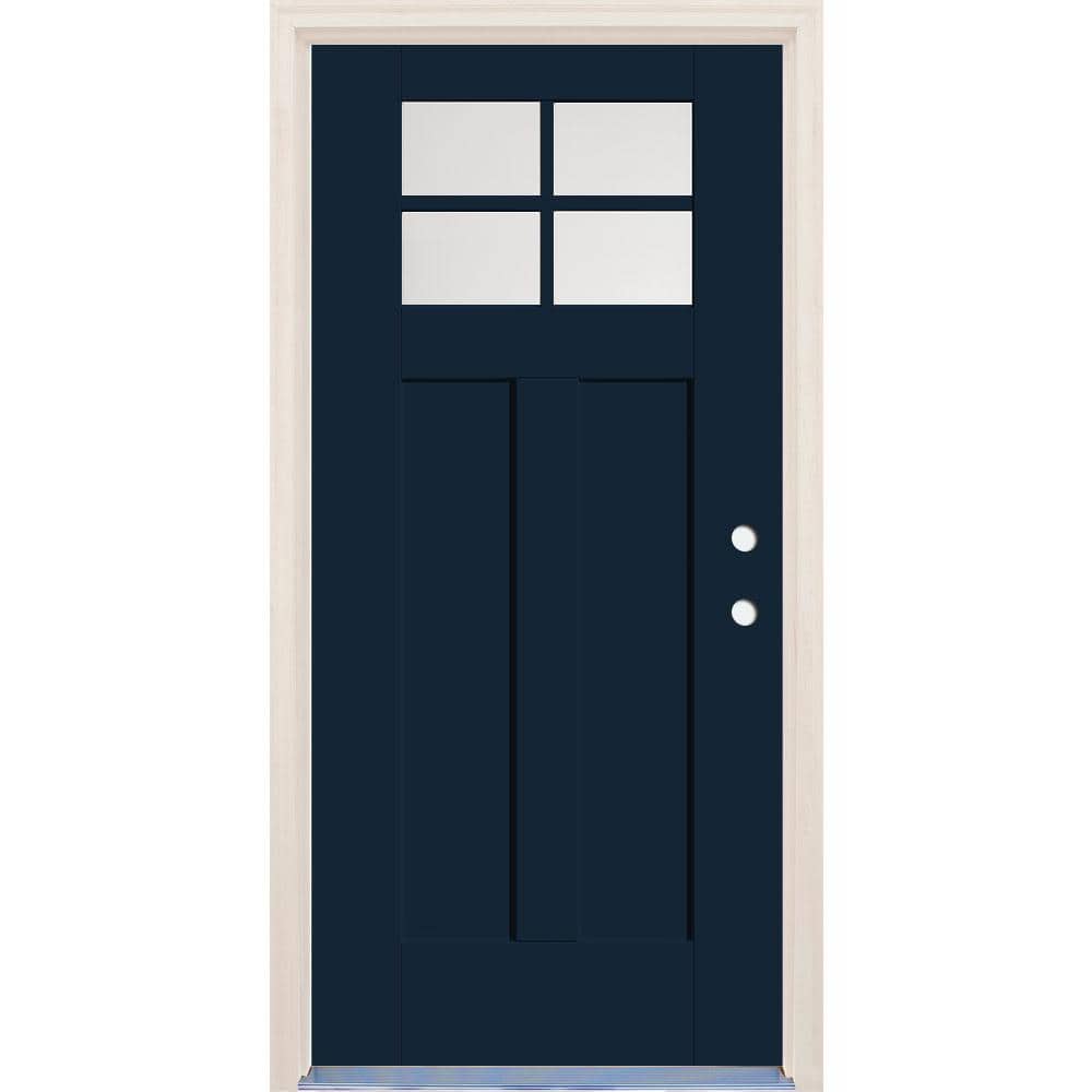 36 in. x 80 in. Left-Hand 4-Lite Clear Glass Indigo Painted Fiberglass Prehung Front Door with 4-9/16 in. Frame price history on PriceWatchPro