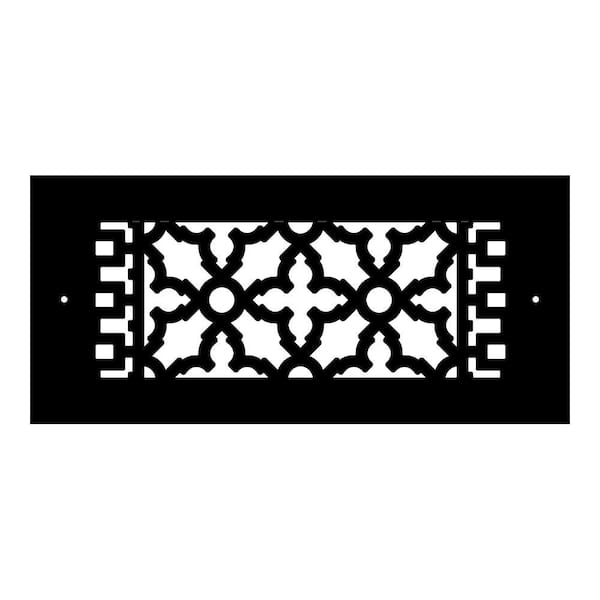 Scroll Series 4 in. x 10 in. Aluminum Grille, Black with Mounting Holes