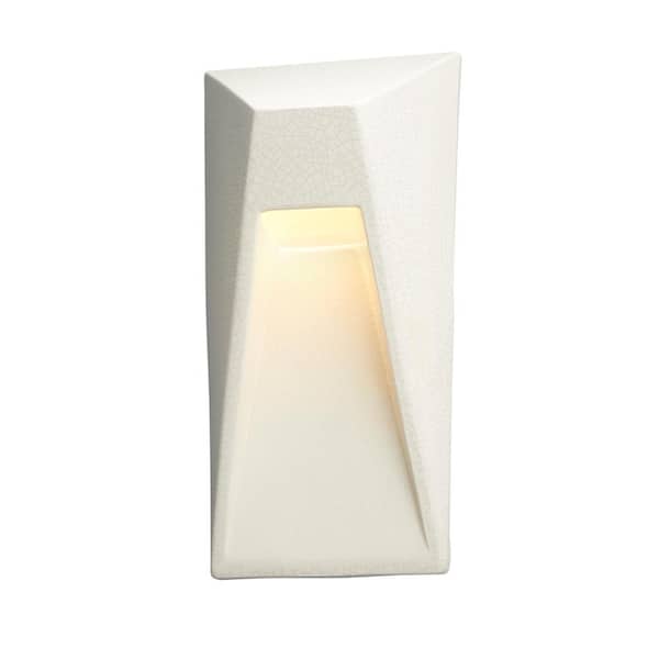Justice Design Ambiance Vertice White Crackle Outdoor Integrated LED Ceramic Wall Sconce