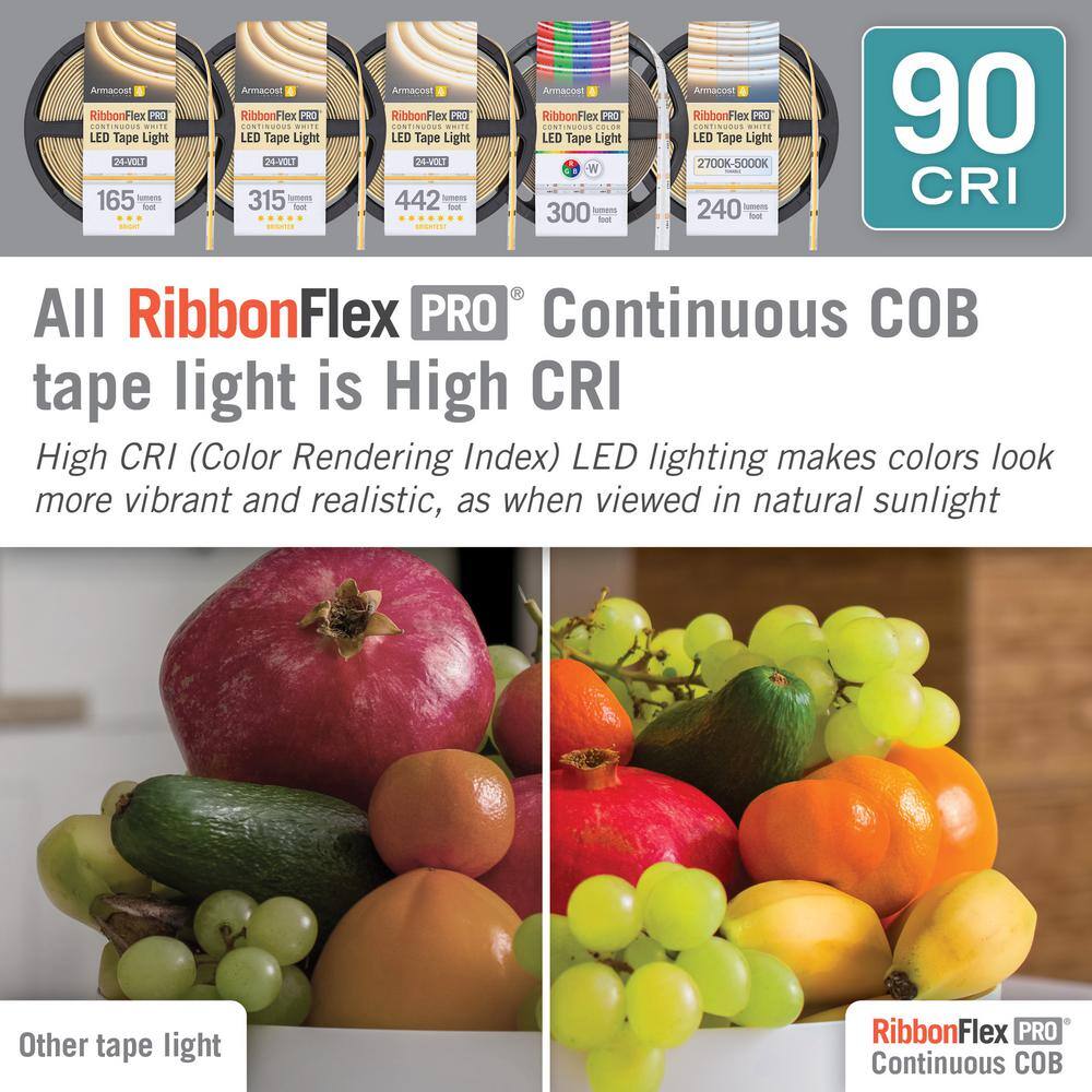 RibbonFlex Pro 24V 8ft White COB LED Strip Light