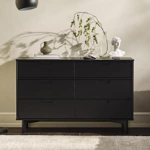 Sloane 6-Drawer Black Solid Wood Mid-Century Modern Solid Wood Dresser