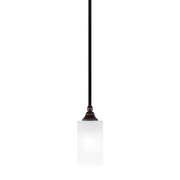 Unbranded Sparta 100-Watt 1-Light Black Copper Mini Pendant Light with White Marble Glass and Light Bulb Not Included
