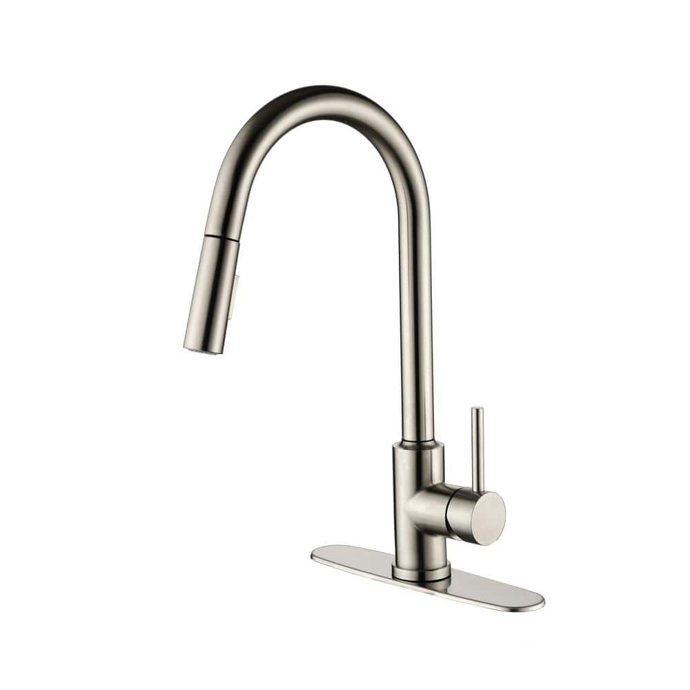 Single Handle Deck Mount Gooseneck Pull Down Sprayer Standard Kitchen Fauce