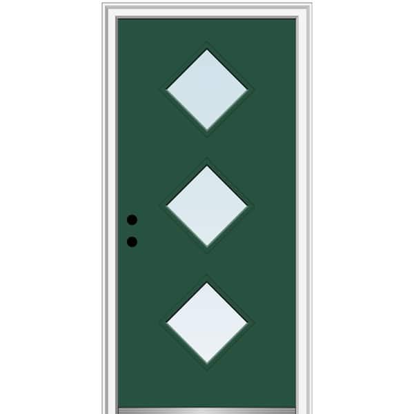 MMI Door 30 in. x 80 in. Aveline Right-Hand Inswing 3-Lite Clear Low-E Glass Painted Steel Prehung Front Door on 4-9/16 in. Frame