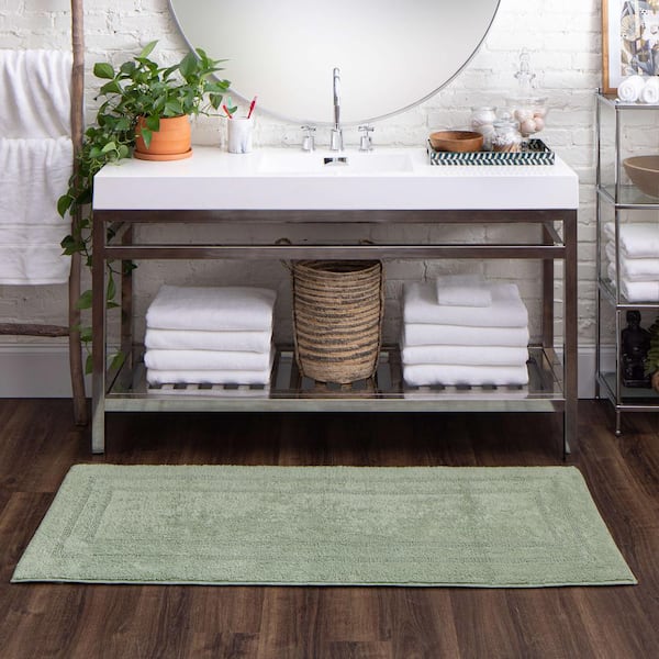 Bedford Home 100% Cotton Reversible Long Bath Rug - White - 24X60