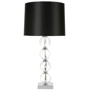 Amanda 30 in. Clear Crystal Glass Globe Table Lamp with Black Shade