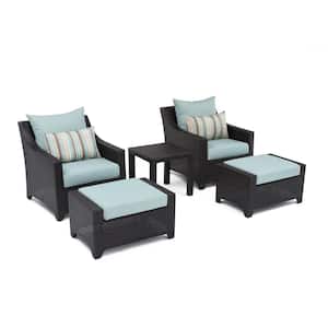 Deco 5-Piece Wicker Patio Conversation Set with Bliss Blue Cushions