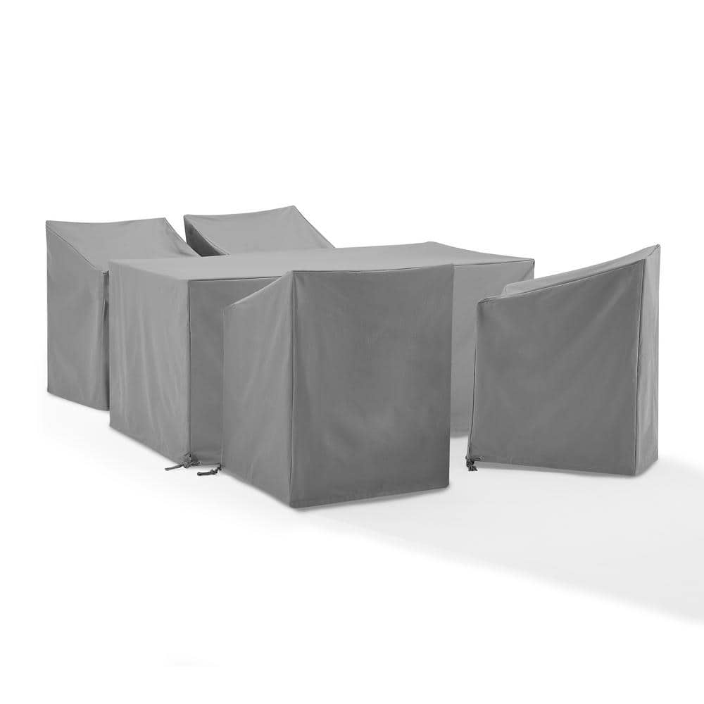 Gray Heavy-Duty Vinyl 5-Piece Outdoor Furniture Cover Set