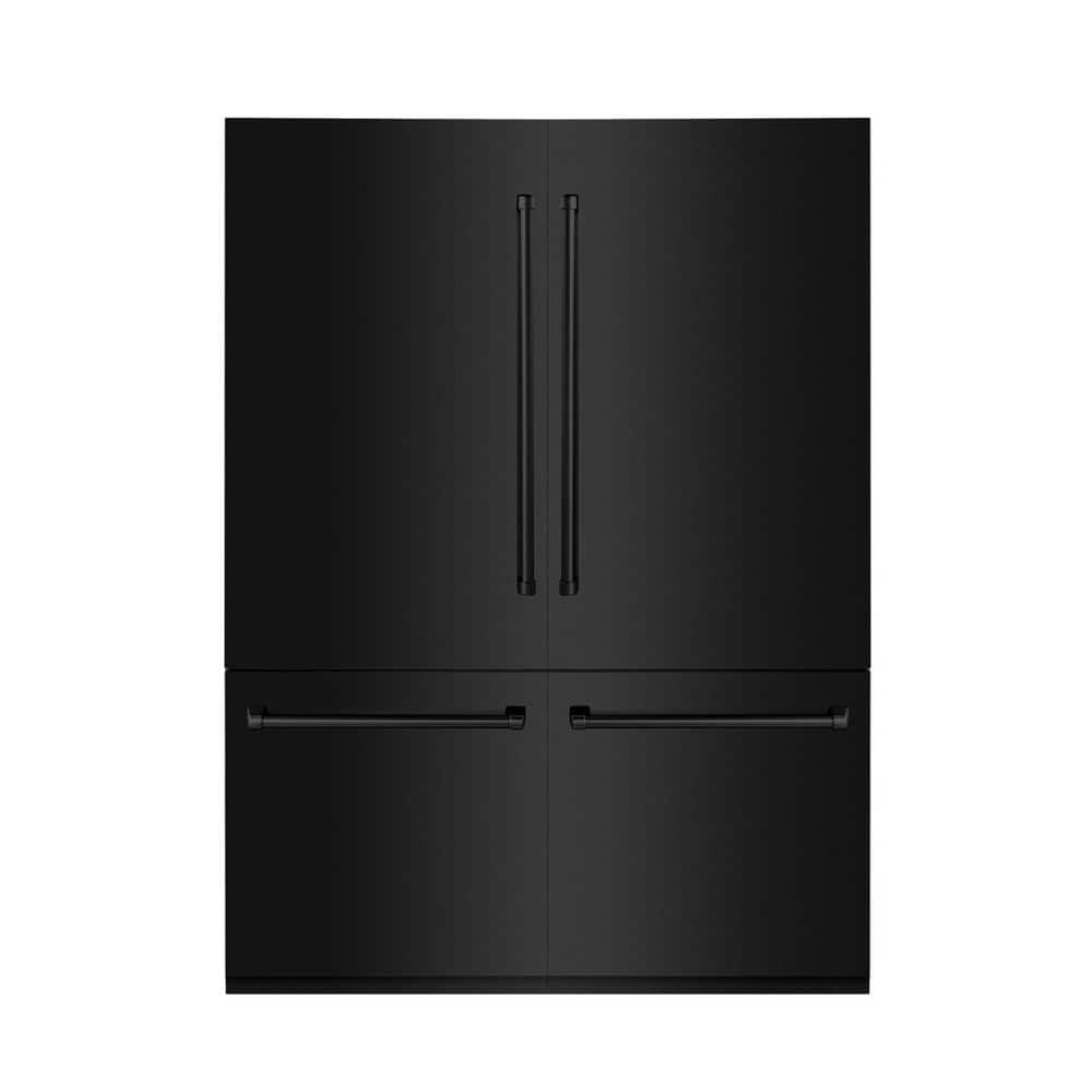60 in. 4-Door French Door Refrigerator with Internal Water and Ice Dispenser in Black Stainless Steel