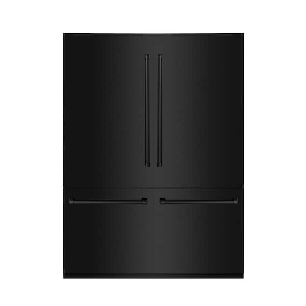 ZLINE Kitchen and Bath 60 in. 4-Door French Door Refrigerator with Internal Water and Ice Dispenser in Black Stainless Steel