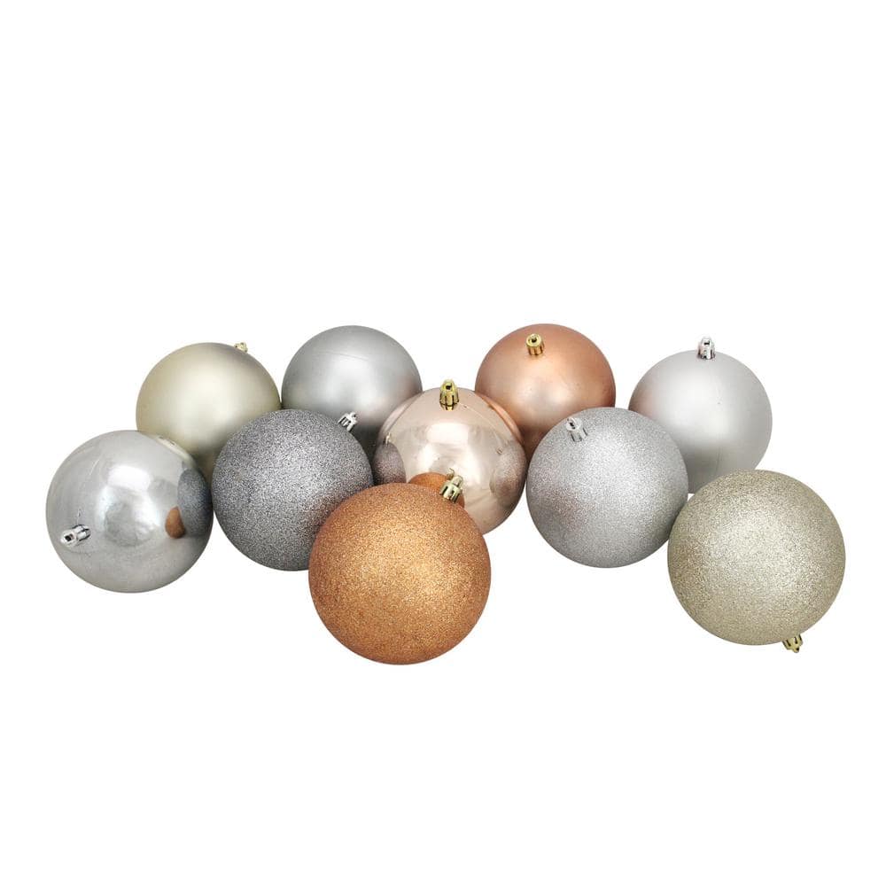 12 LARGE SHINY 4" GOLD CHRISTMAS BALLS OUTDOOR PLASTIC ORNAMENTS 100MM 12 Count 