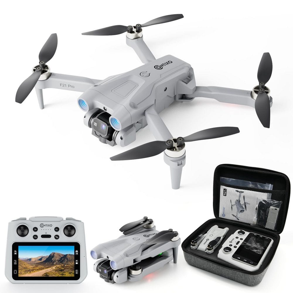 Lumo Pro Mini FPV Drone with Camera, 4.3 in.Screen, Foldable, Brushless Motor, 2-Batteries and Case – Gray