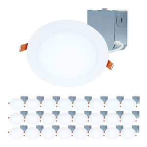 HLBE 6 in. Ultra-Slim Downlight 3000K Fixed CCT New Construction/Remodel Integrated LED Recessed Light Kit 24PK
