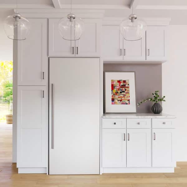Easy-DIY 18 in. W x 24 in. D x 90 in. H in Shaker White Ready to Assemble Utility Kitchen Cabinets with 2-Doors