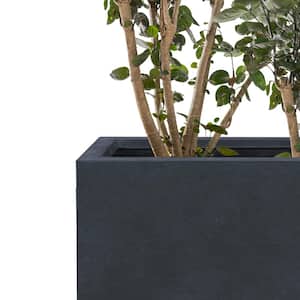 23.6 in. H Square Charcoal Concrete and Fiberglass Tall Planter Outdoor Indoor Lightweight Plant Pots