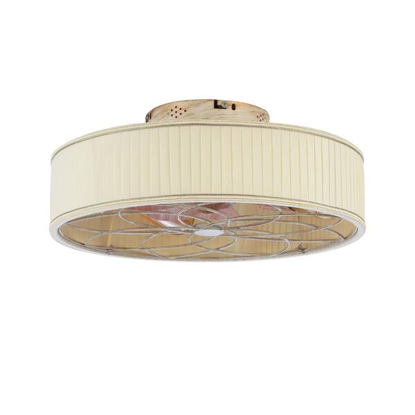 20 in. Matte White Flush Mount Caged Ceiling Fan with Remote Control