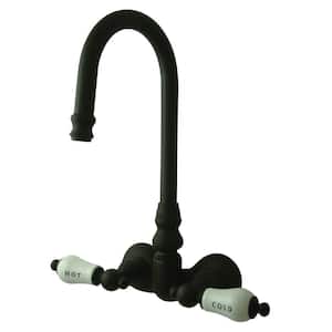 Vintage 3-3/8 in. 2-Handle Wall Mount Claw Foot Tub Faucet in Matte Black