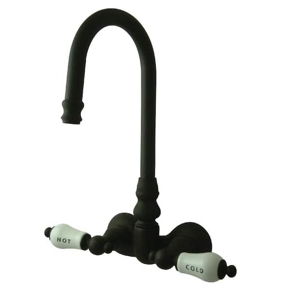 Kingston Brass Vintage 3-3/8 in. 2-Handle Wall Mount Claw Foot Tub Faucet in Matte Black