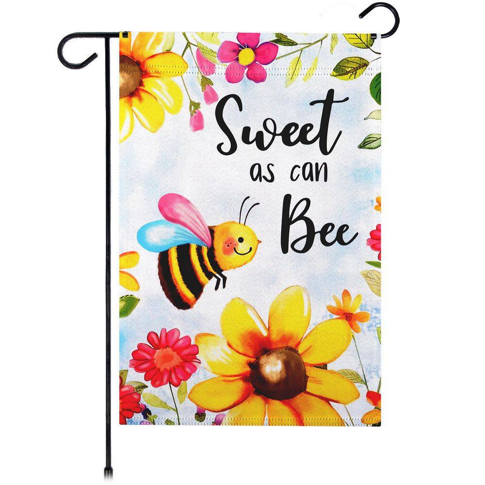 G128 1 ft. x 1.5 ft. Polyester Sweet Bee Flowers 2-Sided Garden