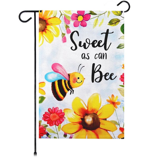 1 ft. x 1.5 ft. Polyester Sweet Bee Flowers 2-Sided Garden Flag Printed Blockout