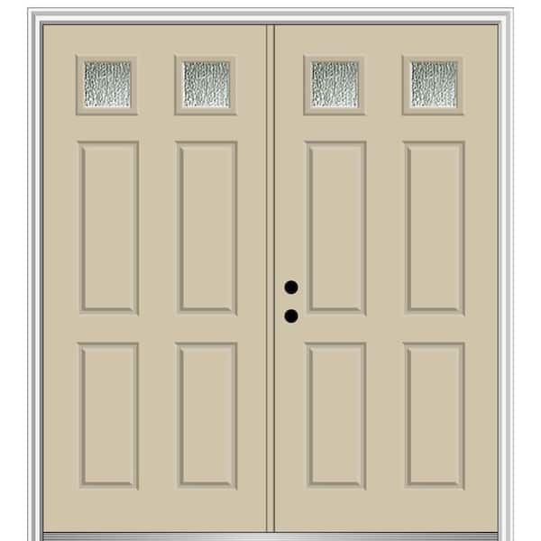 MMI Door 64 in. x 80 in. Right-Hand/Inswing Rain Glass Wicker Fiberglass Prehung Front Door on 6-9/16 in. Frame