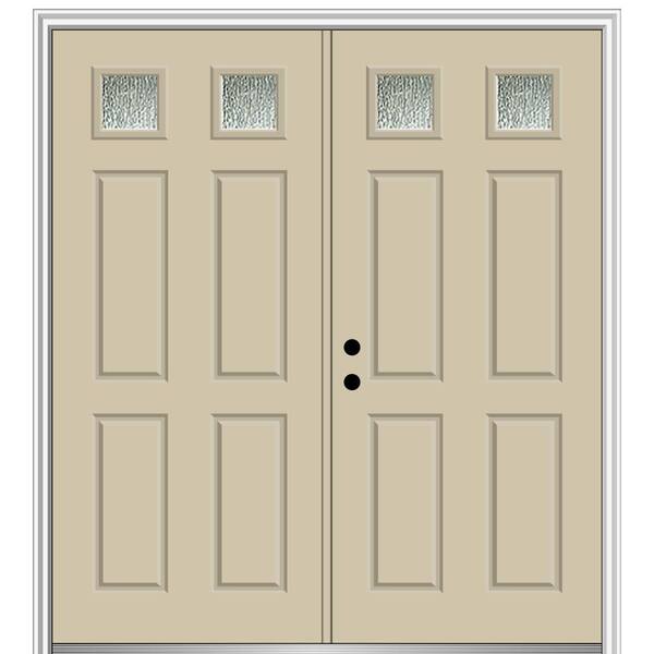 MMI Door 72 in. x 80 in. Right-Hand/Inswing Rain Glass Wicker Fiberglass Prehung Front Door on 4-9/16 in. Frame