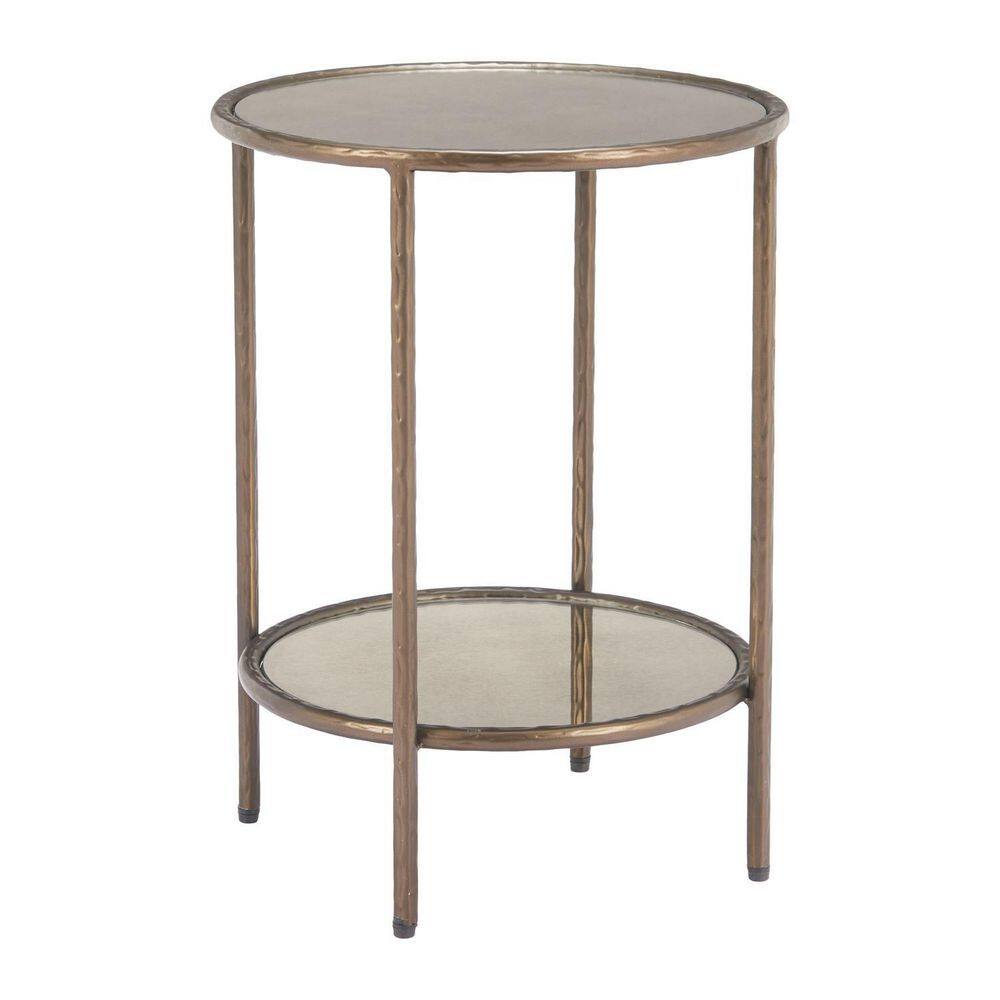 15.7 in.W x 21.5 in.H Bronze Finish Round Shape Glass Top End Table price history on PriceWatchPro