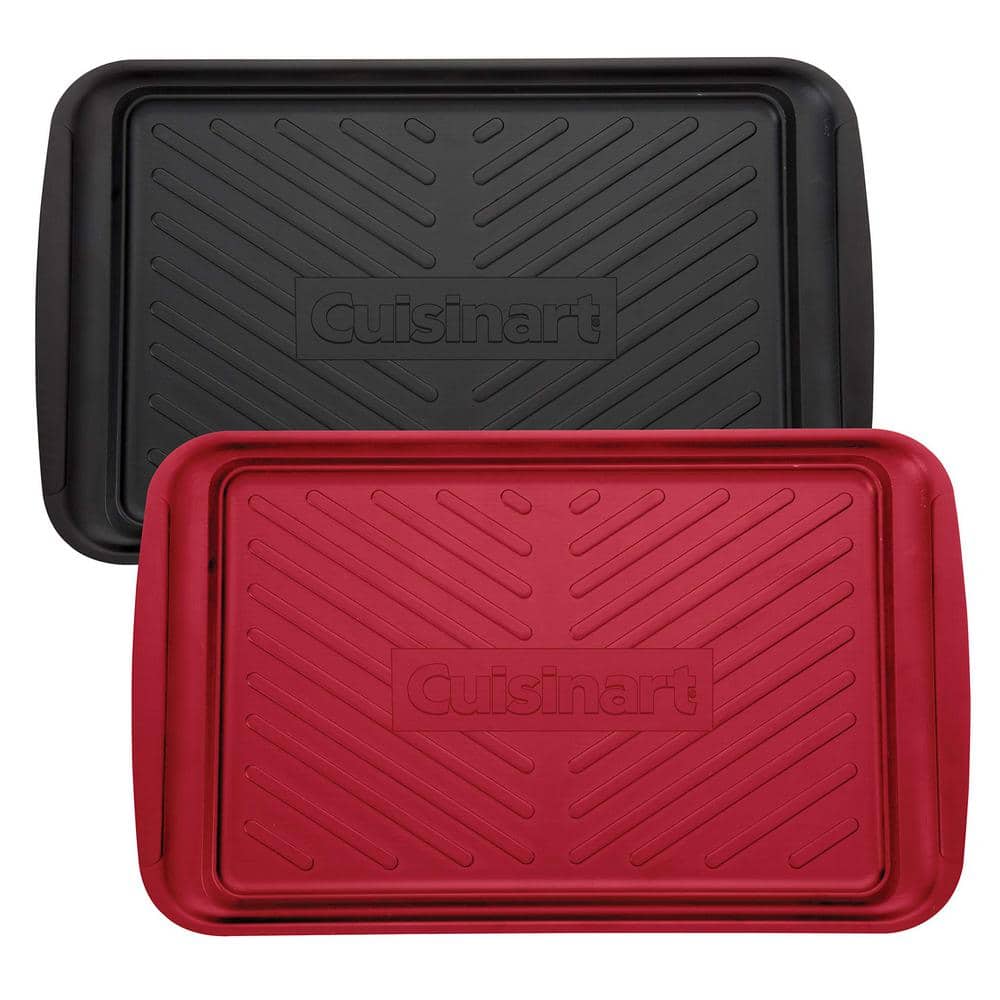 Angel Sar Black and Red 17 in. x 10.5 in. Melamine Drip Pans, Set of 2