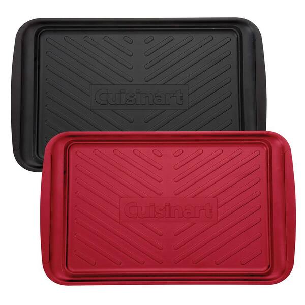 Angel Sar Black and Red 17 in. x 10.5 in. Melamine Drip Pans, Set of 2